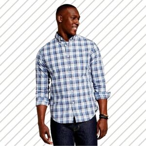 Goodfellow & Co. Men’s Blue Plaid / Checkered Long-Sleeve Button-Down Shirt